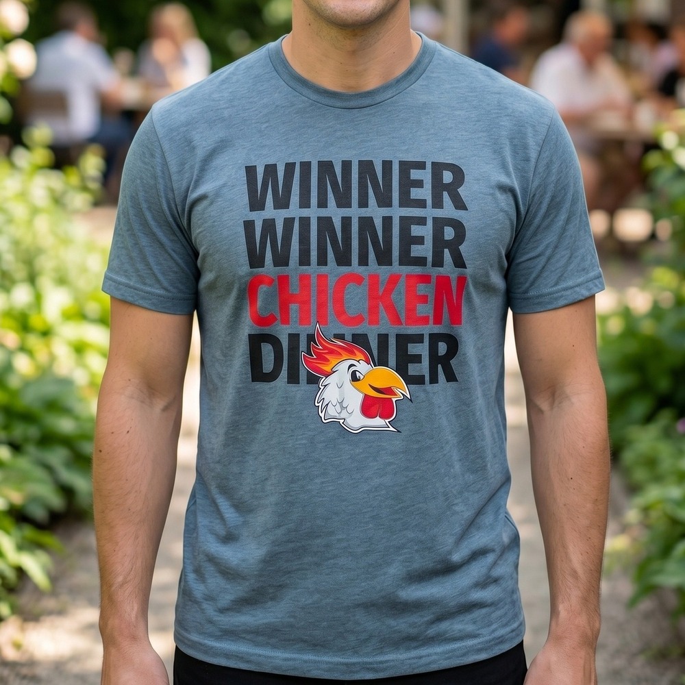 Next Level Winner Winner Chicken Dinner Graphic Tee Blue Gray Short Sleeve XL